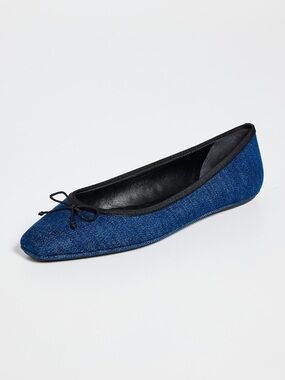 Veronica Beard Denim Slip On Bow Ballet Flats